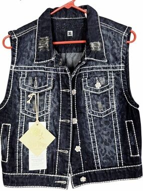 Rose Royce Denim Vest with Embellishment- XL